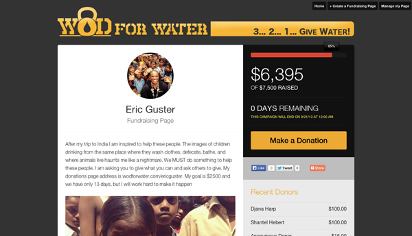 WOD for Water Personal Fundraising Page