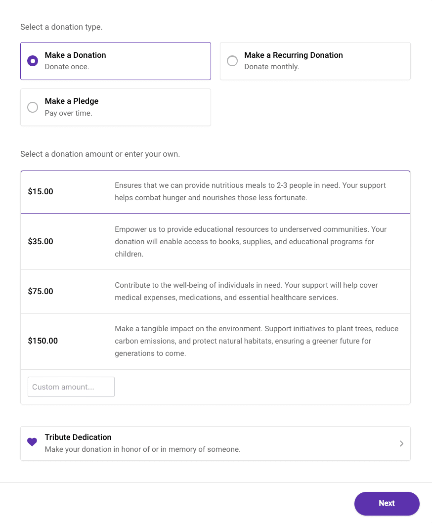 flexible donation forms