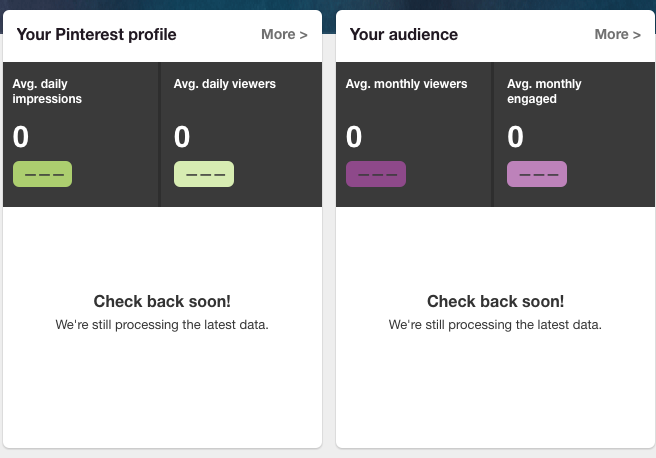 Pinterest Ads analytic dashboard