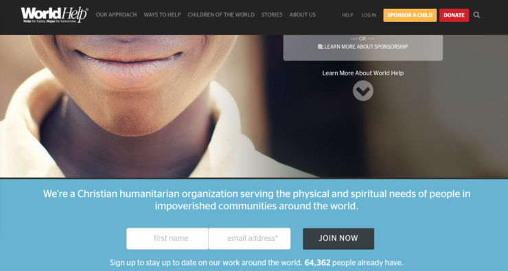 World Help landing page