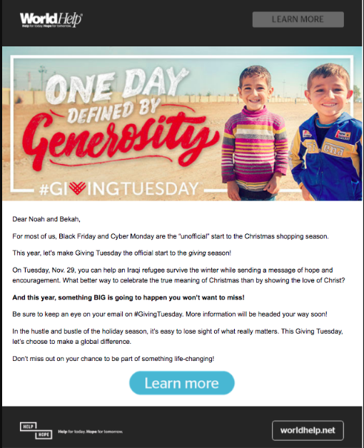 #GivingTuesday Email