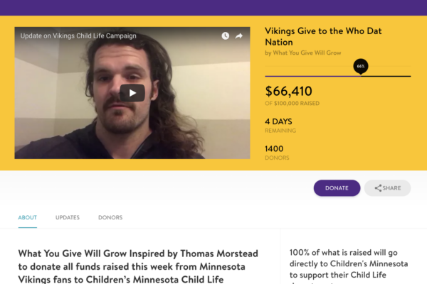 Thomas Morstead’s What You Give Will Grow Foundation Raises $150k & Counting For Children’s Minnesota