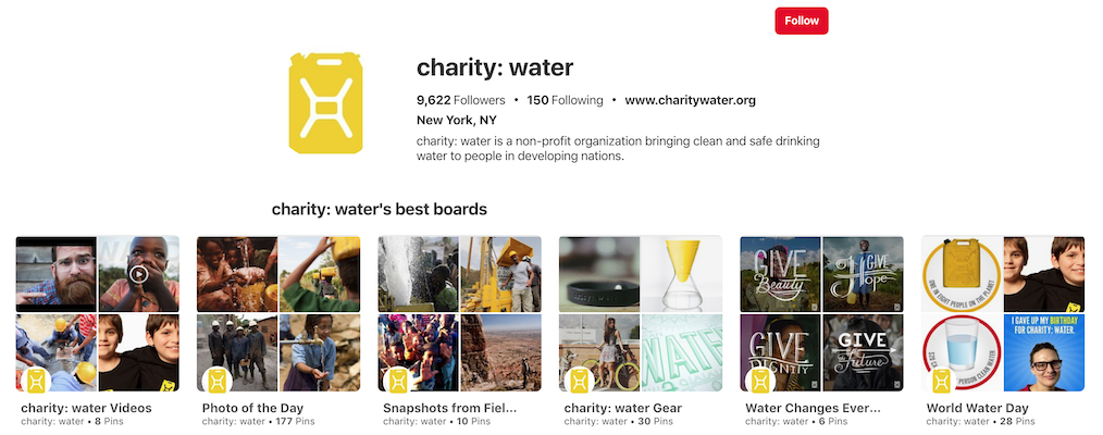 charity water pinterest