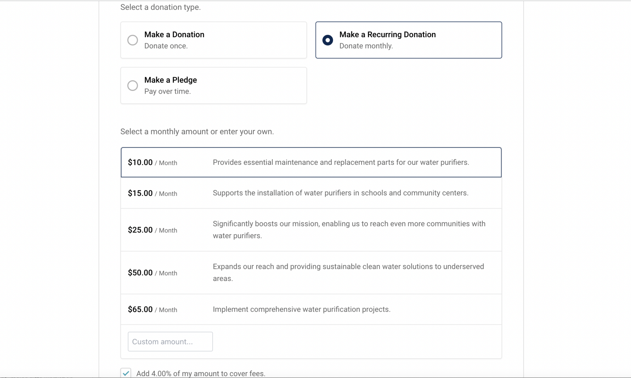 Donation-tiers-clarify-message