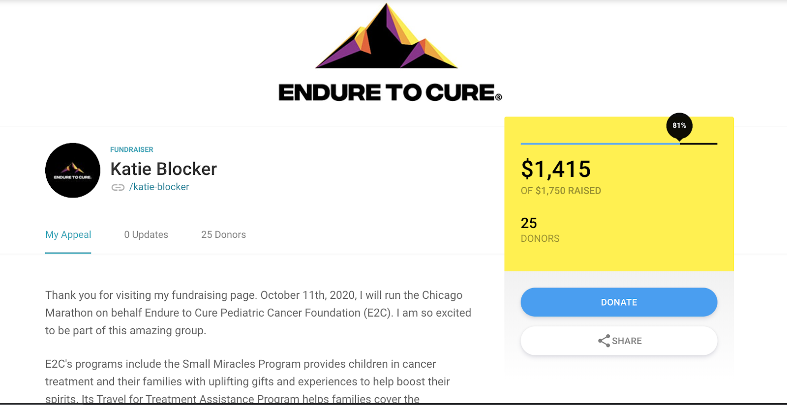 Endure-to-cure-peer-to-peer-fundraising-platform