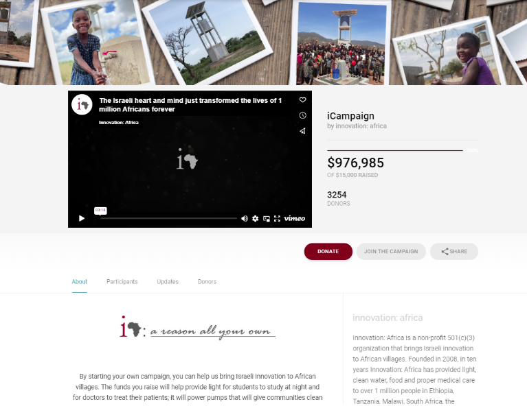 Innovation: Africa’s CauseVox campaign page made to fit their nonprofit brand