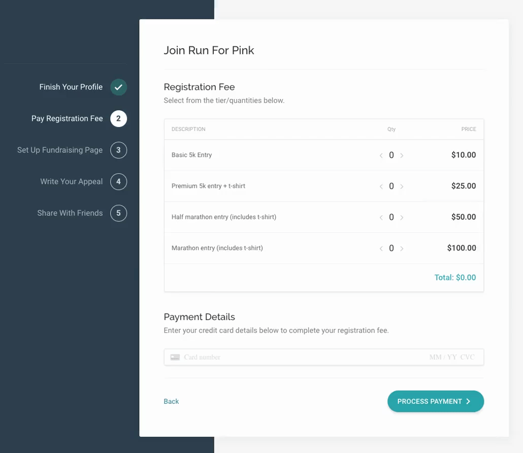 Pay registration fee page screenshot 