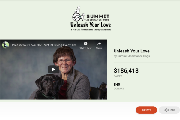 Customer Story: Summit Assistance Dog’s Wildly Successful Virtual Luncheon On CauseVox