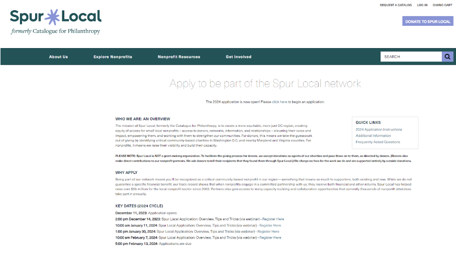 Spur Local 2024 Application Criteria Page